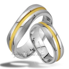 Trauringe aus 925er Silber mit Goldplattierung, GRAVUR GRATIS, J175