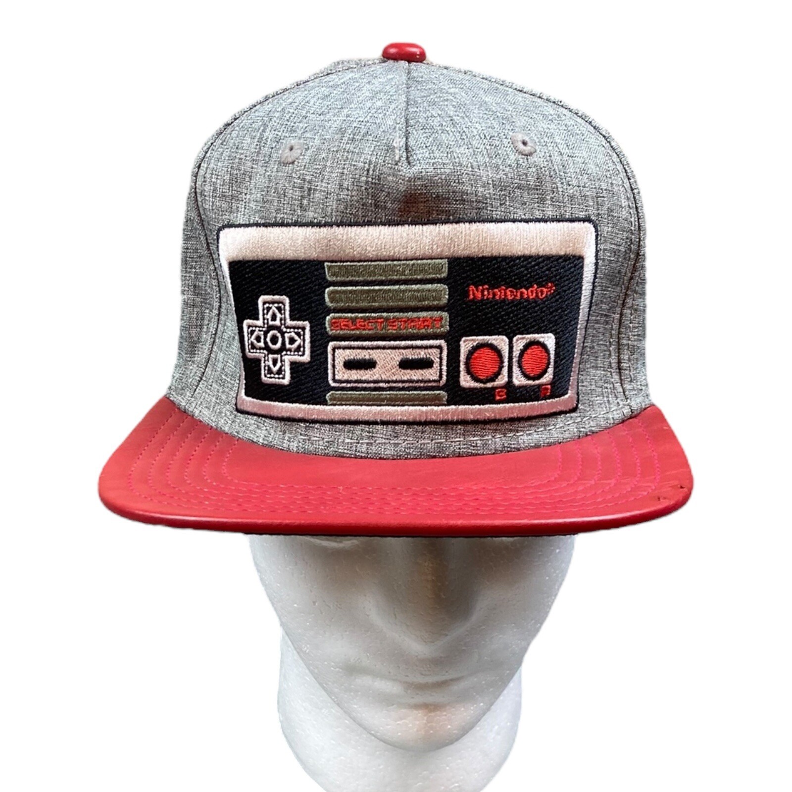 Nintendo NES Controller Hat Snapback Gray Red Fau… - image 3
