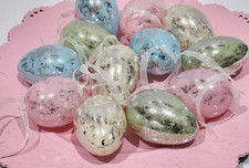 Vintage Style Easter Silver Foil Eggs Egg Ornaments Tree Decor 12pc
