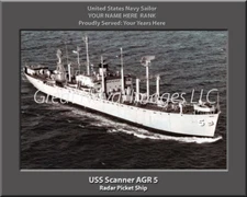 USS Scanner AGR 5 Personalized Canvas Ship Photo Print Navy Veteran Gift
