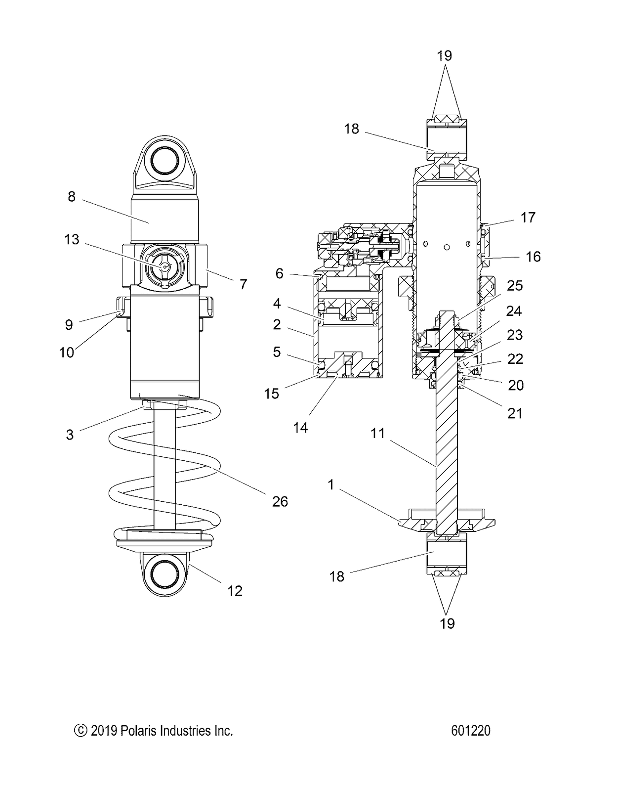 Polaris SHOCK, FT, WALKER EVANS VELOCITY [INCL. 125], Genuine OEM Part