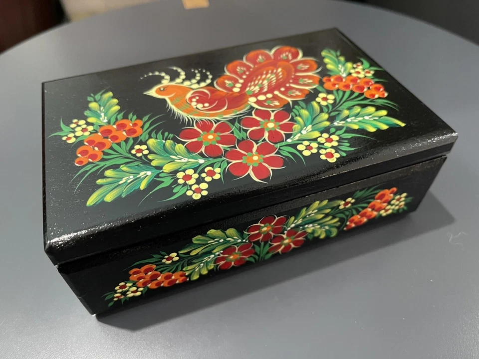 Ukraine Ukrainian Trinket Petrykivka Wooden Handpainted Traditional Floral box - Image 3 of 4