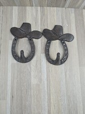 Cast Iron Cowboy Hat Wall Hooks 2  Western Rustic  5"