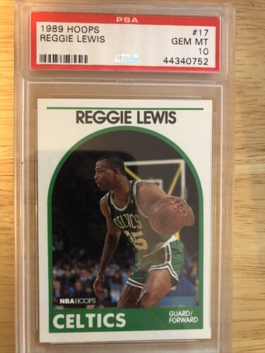 Reggie Lewis Rookie 1989 Hoops #17 PSA 10 Gem Boston Celtics RIP sp klasy RC  - Zdjęcie 1 z 2
