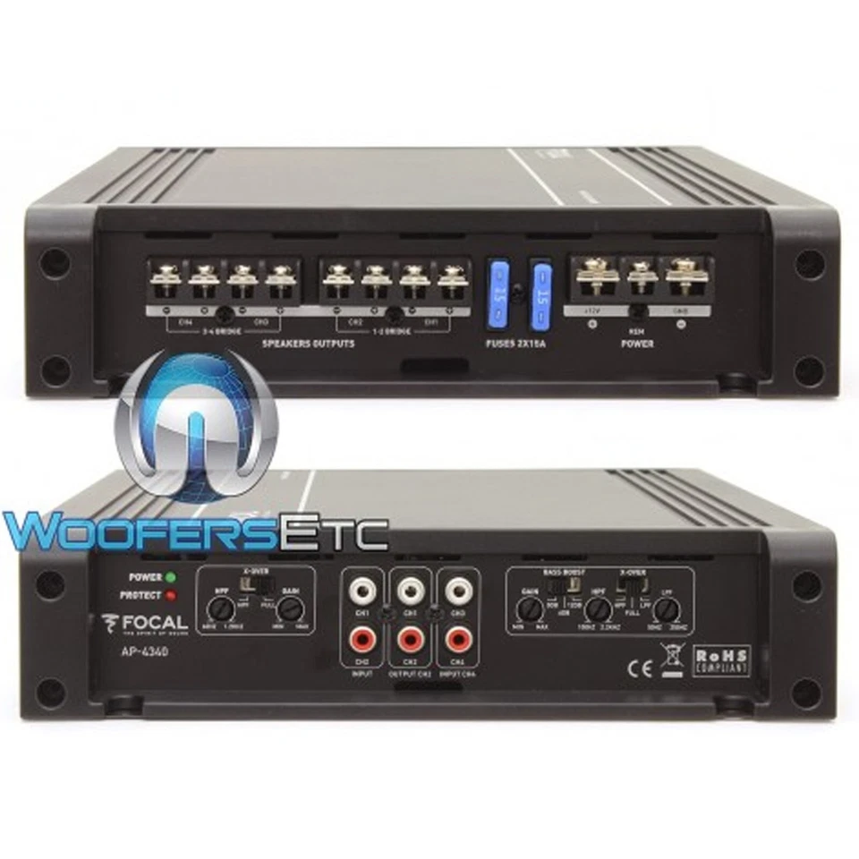FOCAL AP4340 CAR 4-CHANNEL 380W RMS CLASS A/B COMPONENT SPEAKERS AMPLIFIER NEW - Image 3 of 4