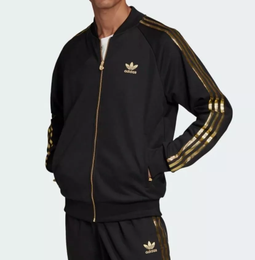 Adidas jacket deals black gold