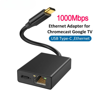 Ethernet Adapter for Chromecast 4K Google TV USBC Type-C to1000Mbps Network Card