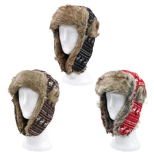 Warm Winter Reinedeer Faux Fur Trapper Ski Snowboard Hunter Hat, 3 Colors