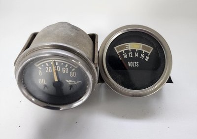 #ad #ad Jeep CJ Oil Pressure and 18v Volt Meter Gauges Pair UNTESTED $45.99