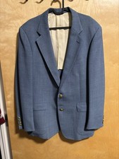 Cricketeer Men's Blazer Sport Coat Jacket Blue Gold Tailored in USA 42"