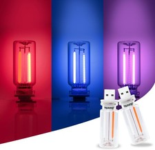 2 Pcs Car Three-Color USB Light,Touch Dimmable Night LED Lights,Car Red Blue