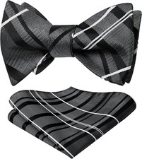 Bow Ties for Men Striped Bowties Men's Self Tie Bowtie Handkerchief Formal Tuxed