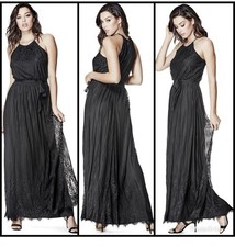 GUESS Jupiter Lace Black Maxi Dress Size Medium