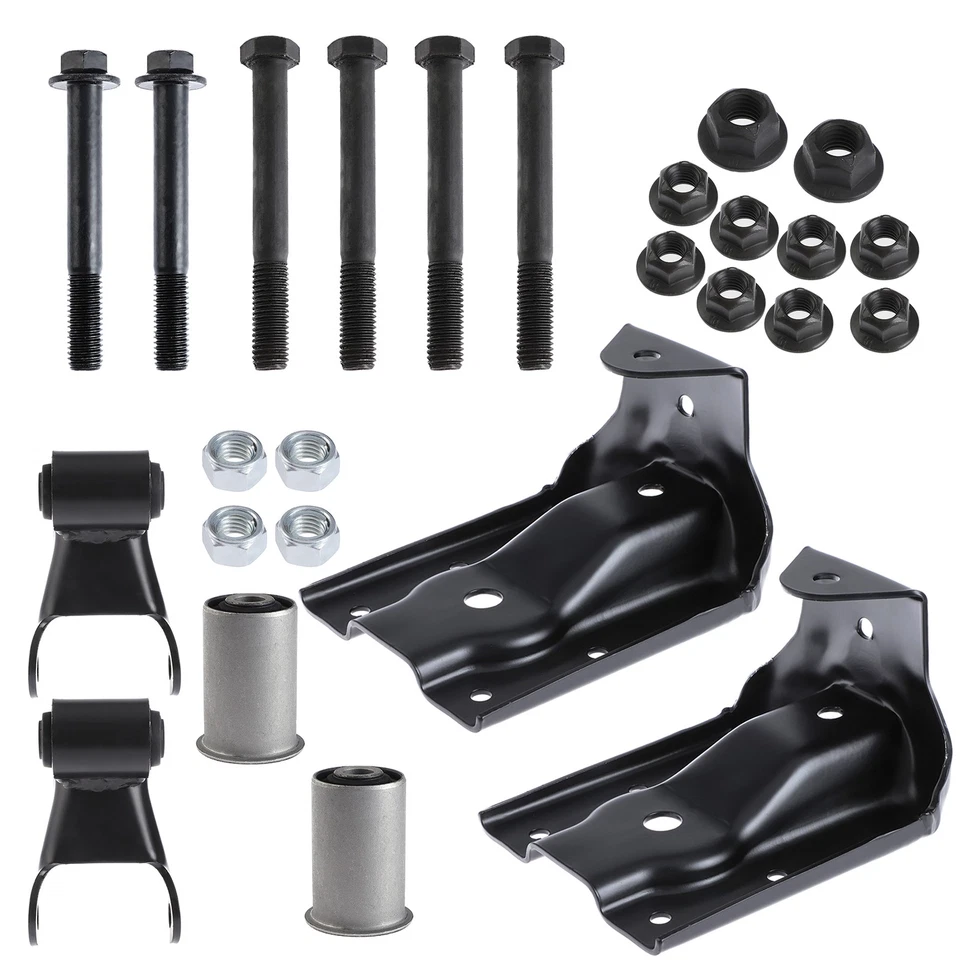 Rear Leaf Spring Hanger Bracket & Shackle Kit For Chevy Silverado GMC Sierra A++ - Imagem 2 de 4