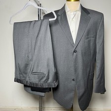 Jos. A. Bank Suit Mens 46L W40 Grey Solid Wool Signature Collection 3-Button