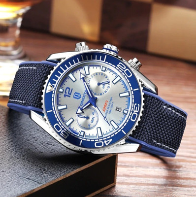 44MM QINGXIYA Quartz Diver Men's Watch Nylon 30M Waterproof Date Luminous NEW