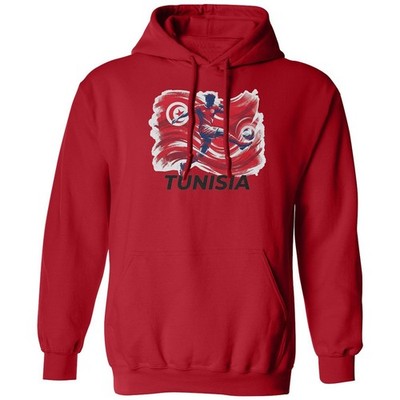 Tunisia Inspired Flag Graphic - World Sports Fans Unisex Hooded Sweatshirt