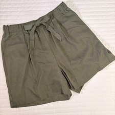 BCBGeneration Olive Elastic Waist Linen Blend...