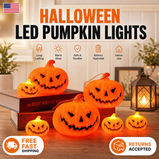 Halloween Pumpkin Lantern Ghost Face LED Light Indoor Outdoor Party Decor Lamp