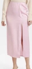 A New Day A-Line Midi Slip Skirt with Slit size XS - Light Pink -