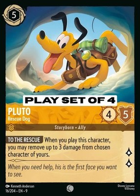 Pluto - Rescue Dog (16/204).  Play set of 4 Lorcana Fabled