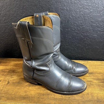 Circle Y Cats Paw 812 Grey Leather Western Cowboy Boots Mens 9 D Made in USA