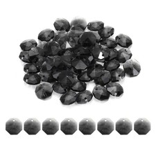 50Pcs 12mm 1 Hole K9 Crystal Octagon Glass Chandelier Beads, Clear Black