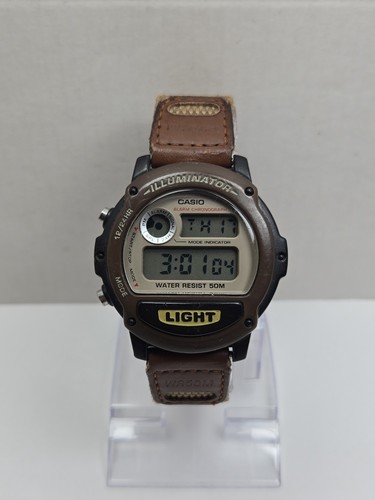 Casio Illuminator Mens Digital Sport Watch Brown Nylon Leather 50M New Battery Casio Illuminator Mens Digital Sport Watch Brown Nylon Leather 50M New Battery