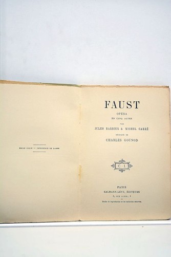 LIVRE ANCIEN BARBIER CARRE FAUST OPERA GOUNOD 1869