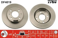 2x TRW Bremsscheiben Vorne für NISSAN ALMERA I Hatchback (N15) 232mm DF4019