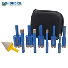 10pcs 6-32mm Diamond Hole Saw Drill Bit for Granite Marble Tile Hex Chamfer Bit