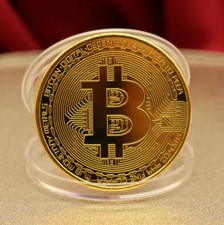 Gold Plated Physical Bitcoins Bitcoin BTC with Case