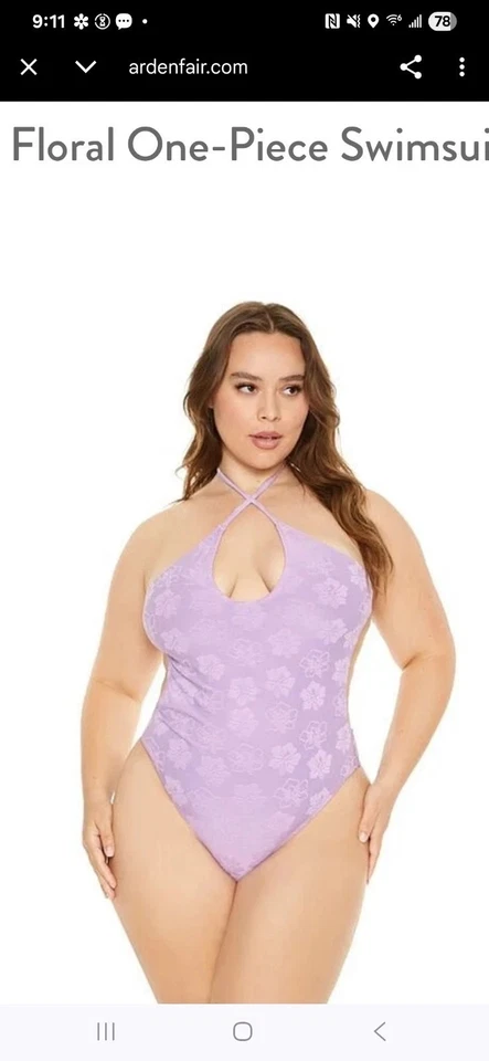 Купальник FOREVER 21 цельный новый с Ярлыками размер XL фиолетовый сиреневый цветочный принт размер XL - Изображение 2 из 4