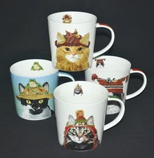 PAPERPRODUCTS Design Set Of 4 Cat Mugs MAX * Amanda * Benny * Cat w/Squirel