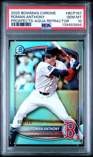 2025 Bowman Chrome Roman Anthony Aqua Ref. /125 PSA 10
