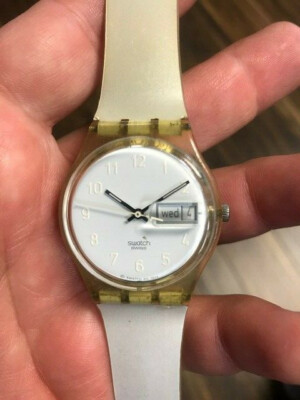 Swatch Watch - GK733 - SNOWCOVERED Swatch Snowcovered Watch Men 34mm White Dial Clear Daydate  main image 2