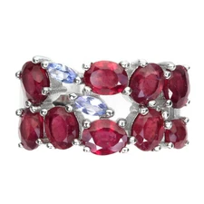 925 Sterling Silver Ring Oval Ruby Tanzanite Natural Gemstone Jewelry