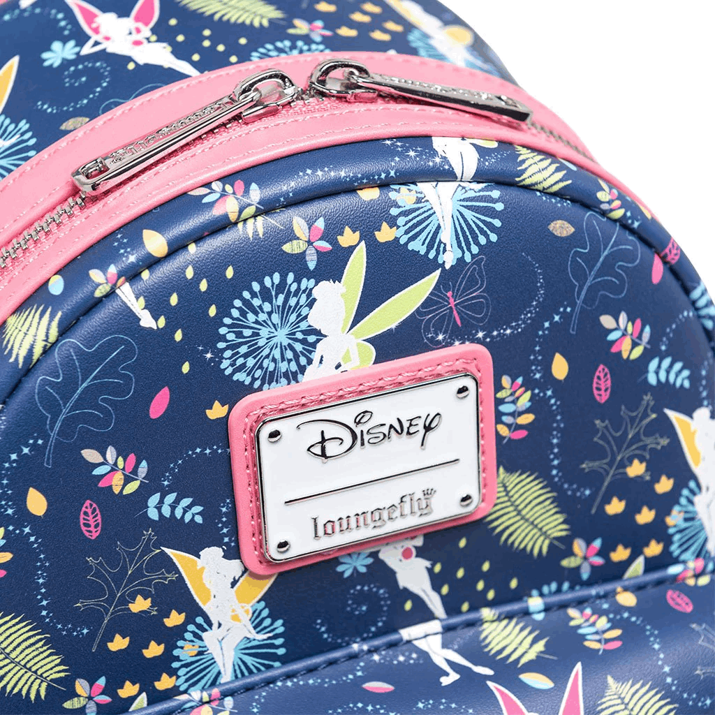 Loungefly Disney Peter Pan PINK Tinkerbell Glow In The Dark Mini Backpack Loungefly Disney Tinkerbell Glow in the Dark Allover Print  main image 2