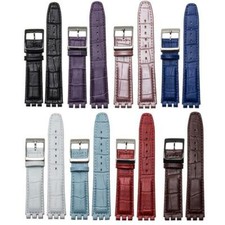 For Swatch Replace Band Waterproof Men Women Leather Watch Strap 17mm 19mm