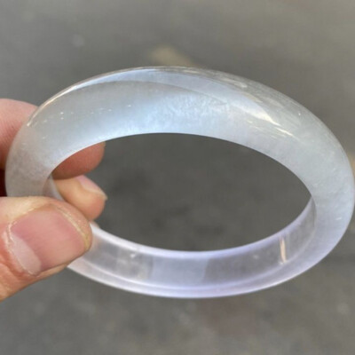 Certified  58mm   Natural Icy through white Jade Bracelet Jade Bangle