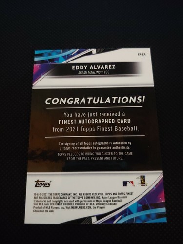 Eddy Alvarez 2021 Topps Finest Auto FA-EA RC - 第 2/2 張圖片