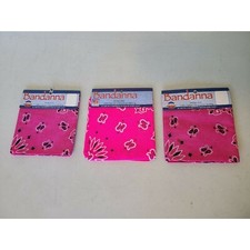 3 Bandana Lot Bright Pink White Black Accents Carolina Manufacturing NEW