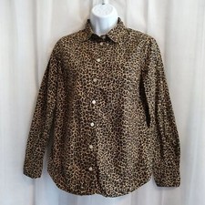 J. Crew Womens Top Leopard Button Up Poplin Blouse Size S