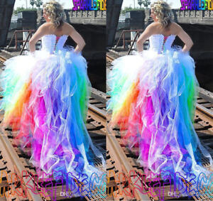 Plus 6 30w Hi Lo Rainbow Beach Wedding Dresses Colorful Summer