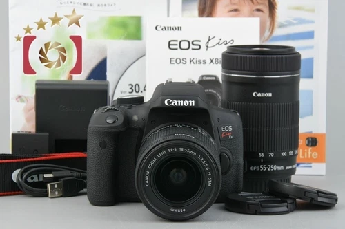 Canon EOS Kiss X8i / Rebel T6i / 750D 24.2 MP DSLR 18-55 55-250 Lenses