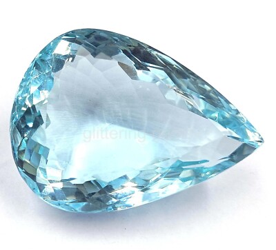 Certified Natural Brazilian 101.60 Ct Blue Pear Cut Topaz Loose Gemstone 5AIS