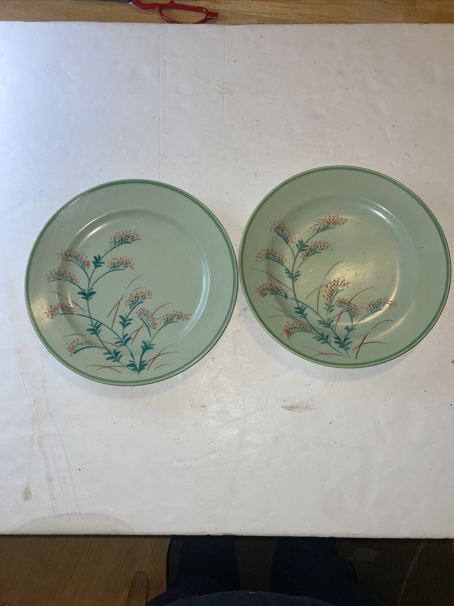 VTG TT Takito Handpainted Japan 2 Plates Fine Porcelain Red Stamp