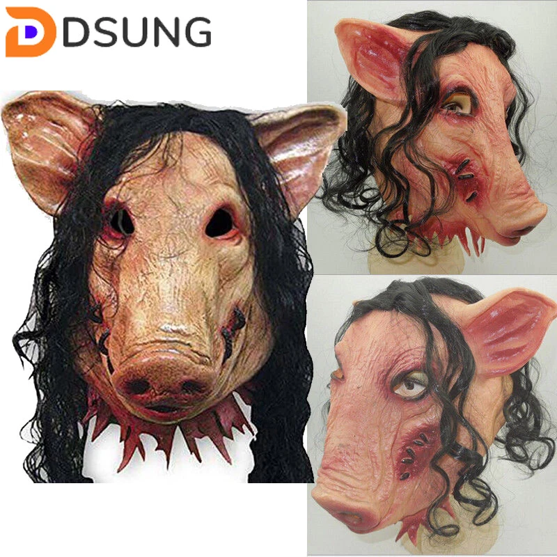 Halloween Scary Saw Pig Head Mask Cosplay Party Horrible Animal Masks  Horror | eBay