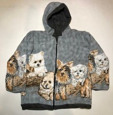 Zoofleece Dogs Puppies Yorkie Maltese Miniature Kids Gray Hooded Fleece Jacket
