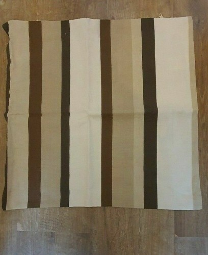 BEIGE / BISCUIT STRIPE PAIR OF RING TOP CURTAINS / TIE BACKS/ CUSHION COVERS - Picture 11 of 11